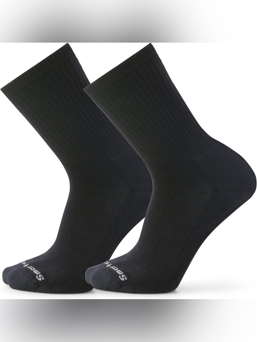 SMARTWOOL EVERYDAY SOLID RIB CREW SOCKS 2-PACK FOR MEN & WOMEN IN BLACK
